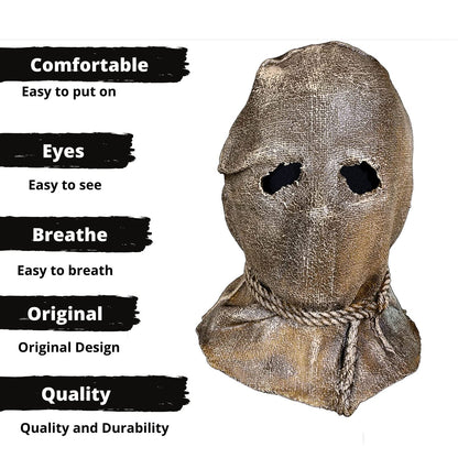 Sack-O-Path, Máscara para Disfraz de Scarecrow, Máscaras de Espatapajaros Ideales para Halloween y Fiestas de Disfraces.