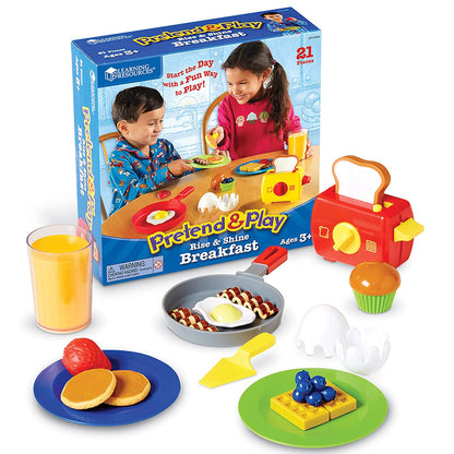 Learning Resources Pretend & Play Rise & Shine Breakfast - 21 Piezas, 3+ años Juegos de Imitacion, Juegos de Cocina de Juguete, Comida de Juguete para niños, Set de Cocina de Juguete