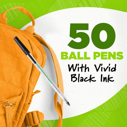 BIC vidrio Xtra Smooth - Bolígrafo de punta redonda (1,0 mm, caja de 24 unidades), color negro, Negro, 50 unidades