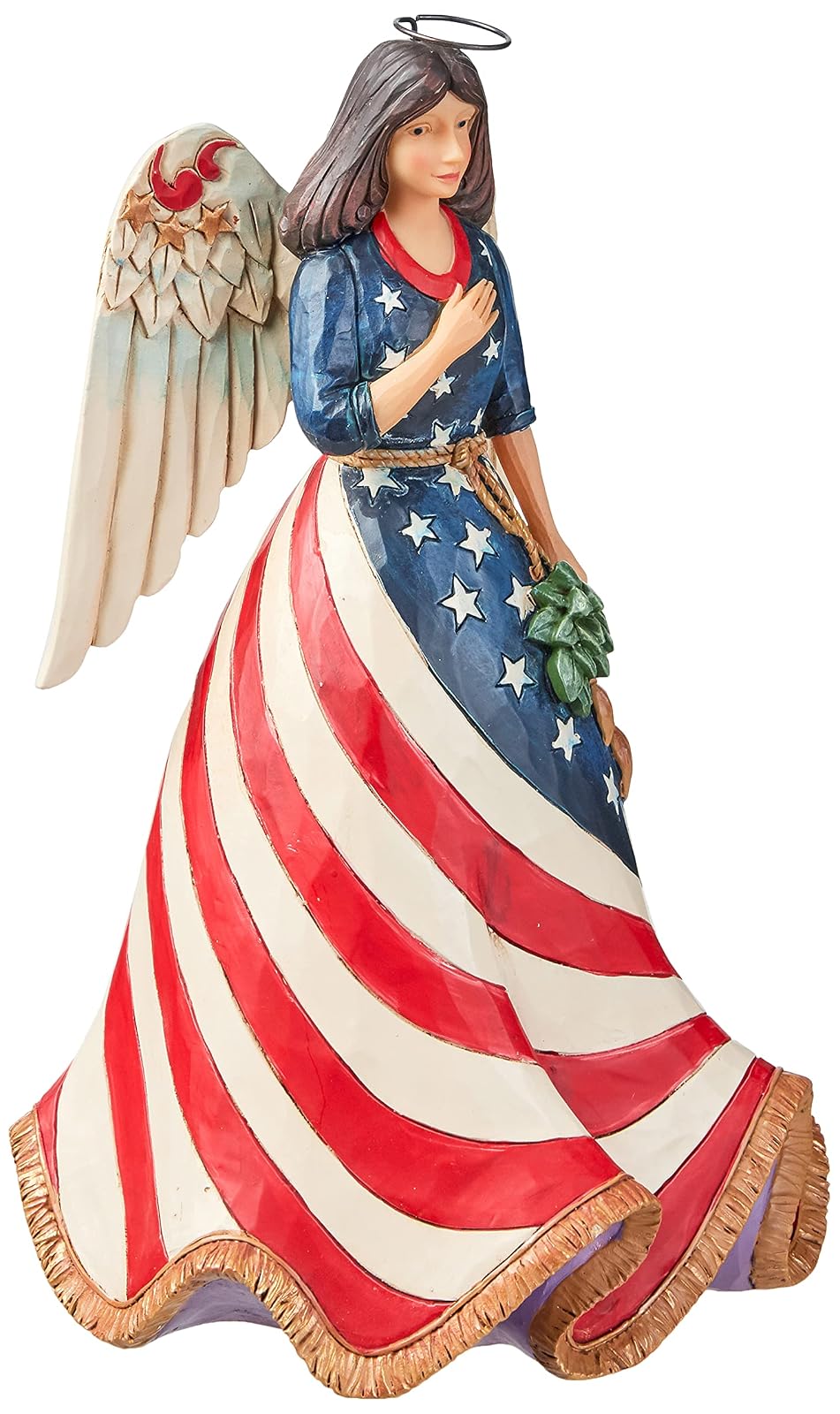 Enesco Jim Shore Heartwood Creek - Figura de ángel patriótico con Bandera, 9,8 cm, Multicolor