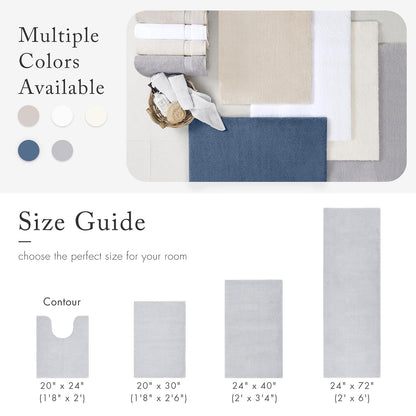 MADISON PARK SIGNATURE - Alfombra de Felpa Antideslizante, Absorbente, de Secado rápido, diseño de SPA, decoración de baño, malvavisco, 2 x 6 pies, Color Plateado