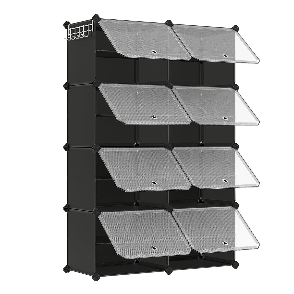 SONGMICS Armario Zapatero Modular, Organizador de Zapatos con Puertas, 83 x 32 x 122 cm, para 32 Pares, Negro, Colección Damion MLPC034B01 - 8 Cubes - Negro