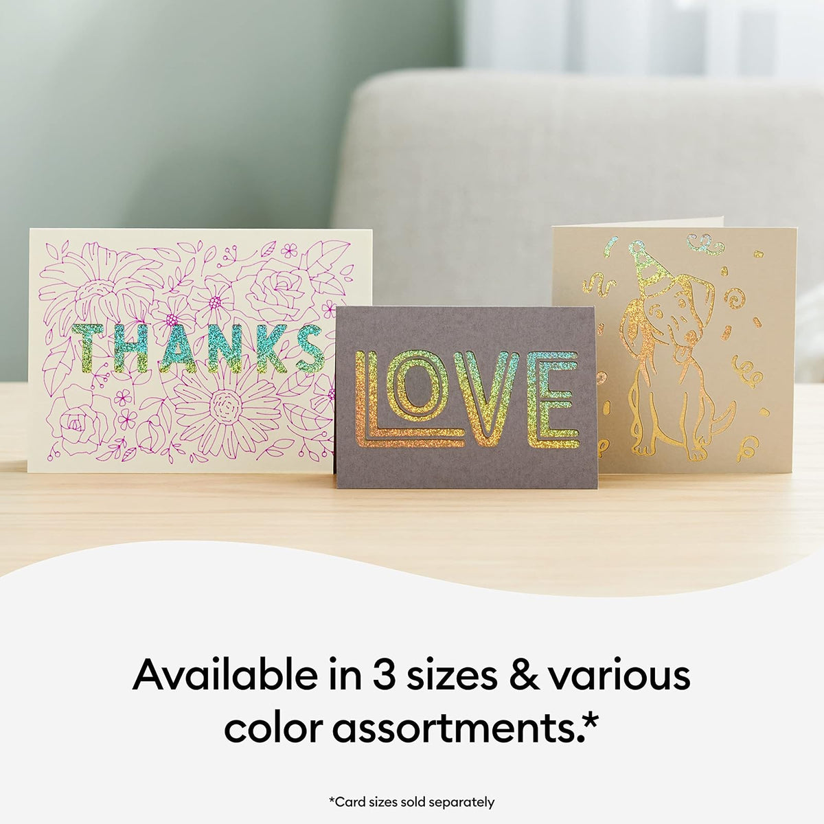 Cricut Cutaway Cards R40, tarjetas de cumpleaños de diseño intrincado, tarjetas de agradecimiento, tarjetas de felicitación personalizadas, respaldo holográfico, compatible con Cricut
