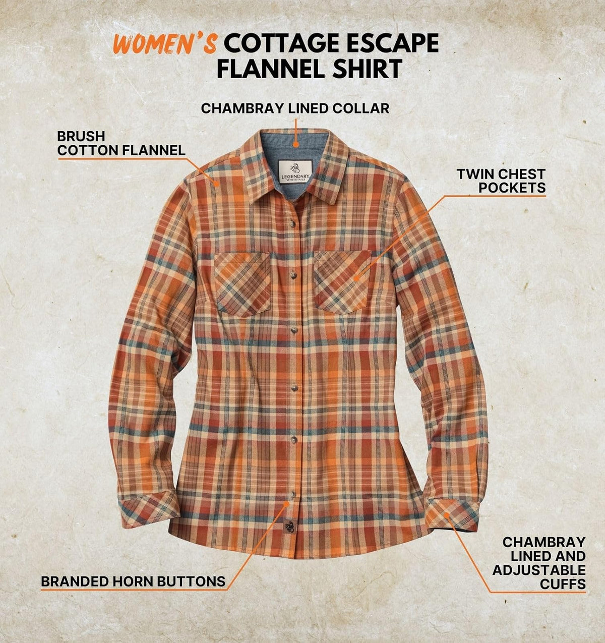 Legendary Whitetails - Camisa de Franela Cottage Escape para Mujer