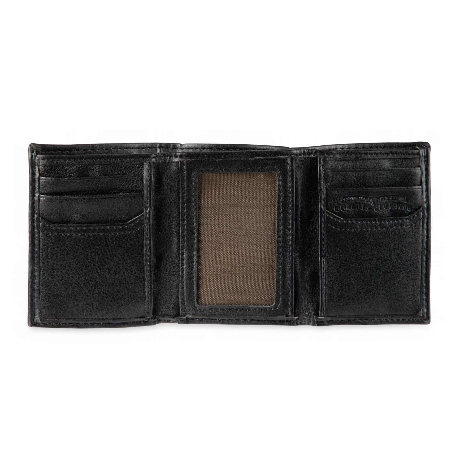 Levi's Men's Trifold Wallet - Sleek and Slim Includes ID Window and Credit Card Holder,Black Embossed Logo