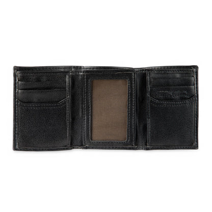 Levi's Men's Trifold Wallet - Sleek and Slim Includes ID Window and Credit Card Holder,Black Embossed Logo
