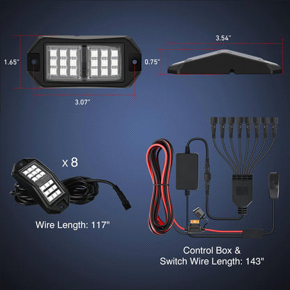 Nilight - Kit de 8 luces LED RGB de roca de 18 luces LED de gran angular con control remoto y aplicación Bluetooth, control dual, multimodos, subido, multicolores, para ATV, UTV, SUV, todoterreno