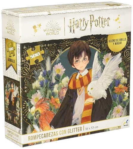 Novelty Corp - Rompecabezas de Colección, Edición Harry Potter, Juego de Mesa, Especial Diseño con Glitter, Mejora Agilidad Mental, Puzzle de 500 Piezas de Cartón