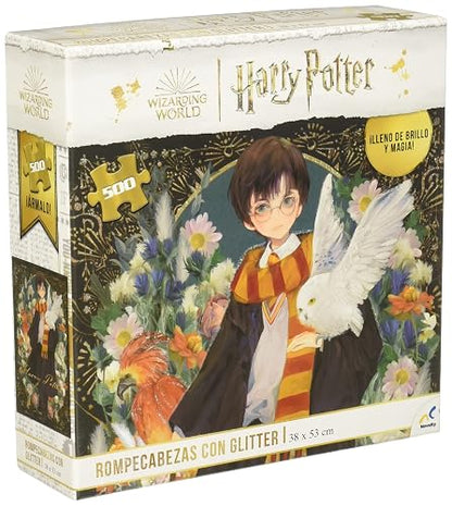 Novelty Corp - Rompecabezas de Colección, Edición Harry Potter, Juego de Mesa, Especial Diseño con Glitter, Mejora Agilidad Mental, Puzzle de 500 Piezas de Cartón