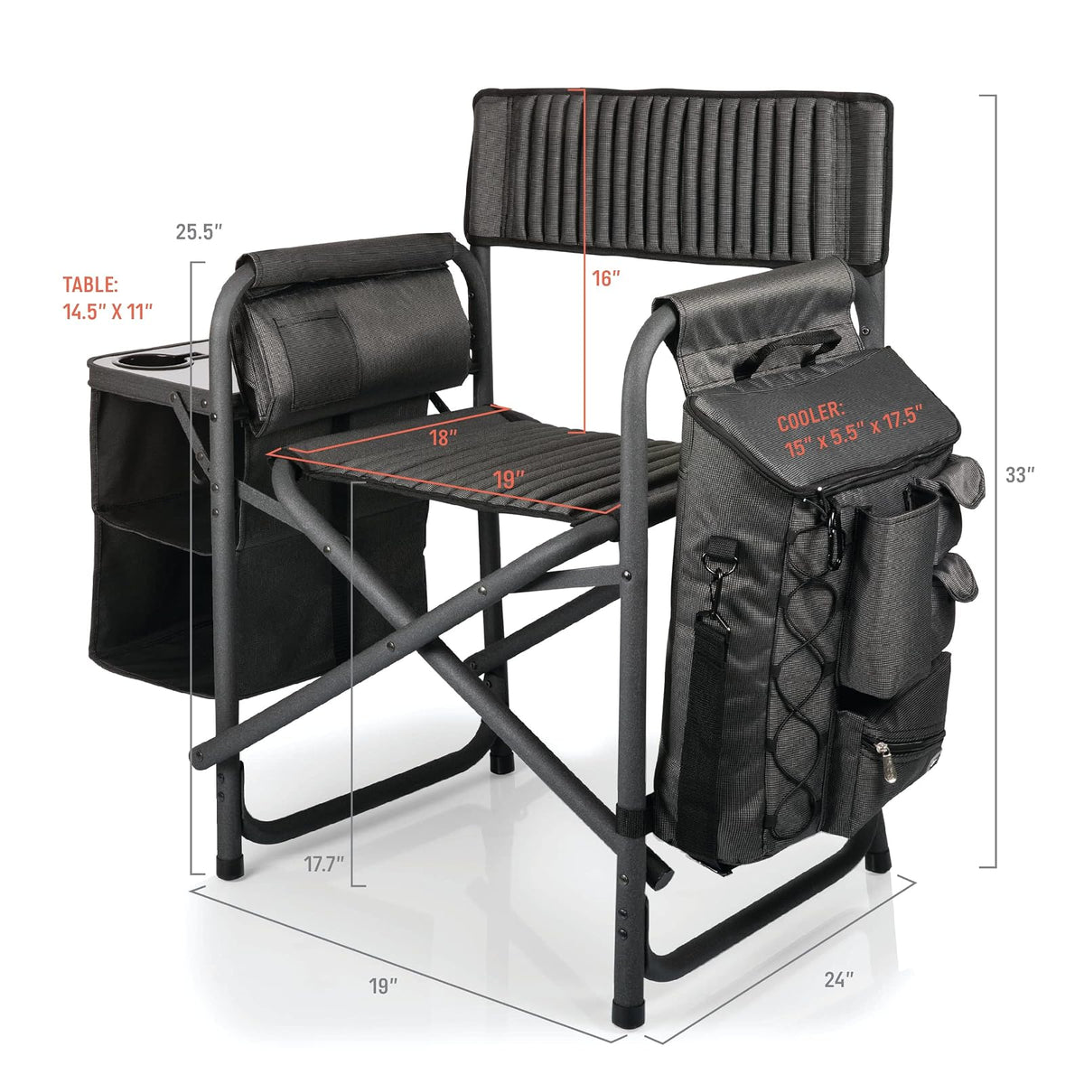 Picnic Time 807-00-679-000-0 Silla Plegable, Color Negro