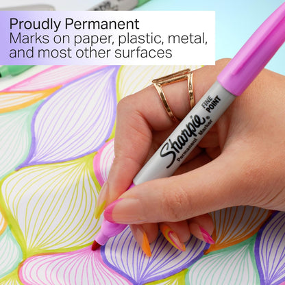 Sharpie Marcadores Glam Pop, Marcadores Permanentes, Punta Fina, Colores Surtidos, 24 Piezas