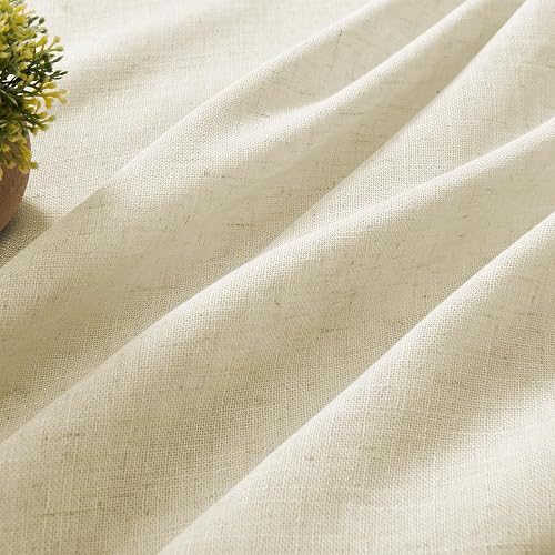Joydeco - Cortinas de Lino para Sala de Estar, Cortinas filtrantes de luz de 84 Pulgadas de Largo, Juegos de 2 Paneles, Cortinas Blancas de Lino con Bolsillos para Barra Trasera (52 x 84 Pulgadas
