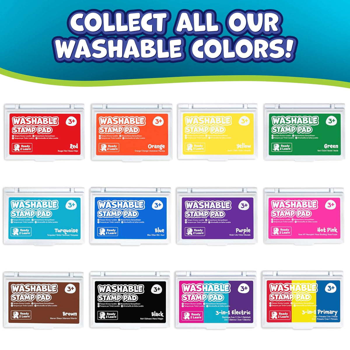 READY 2 LEARN - Almohadilla lavable para sellos – verde, no tóxico, resistente a la decoloración, perfecto para álbumes de recortes, carteles y tarjetas