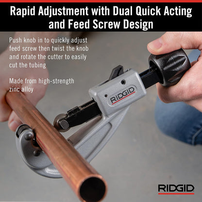 RIDGID - Cortatubos 31632, 151, para Aluminio y Cobre, Plomería Profesional, Kit de Herramientas, Incluye Repuesto