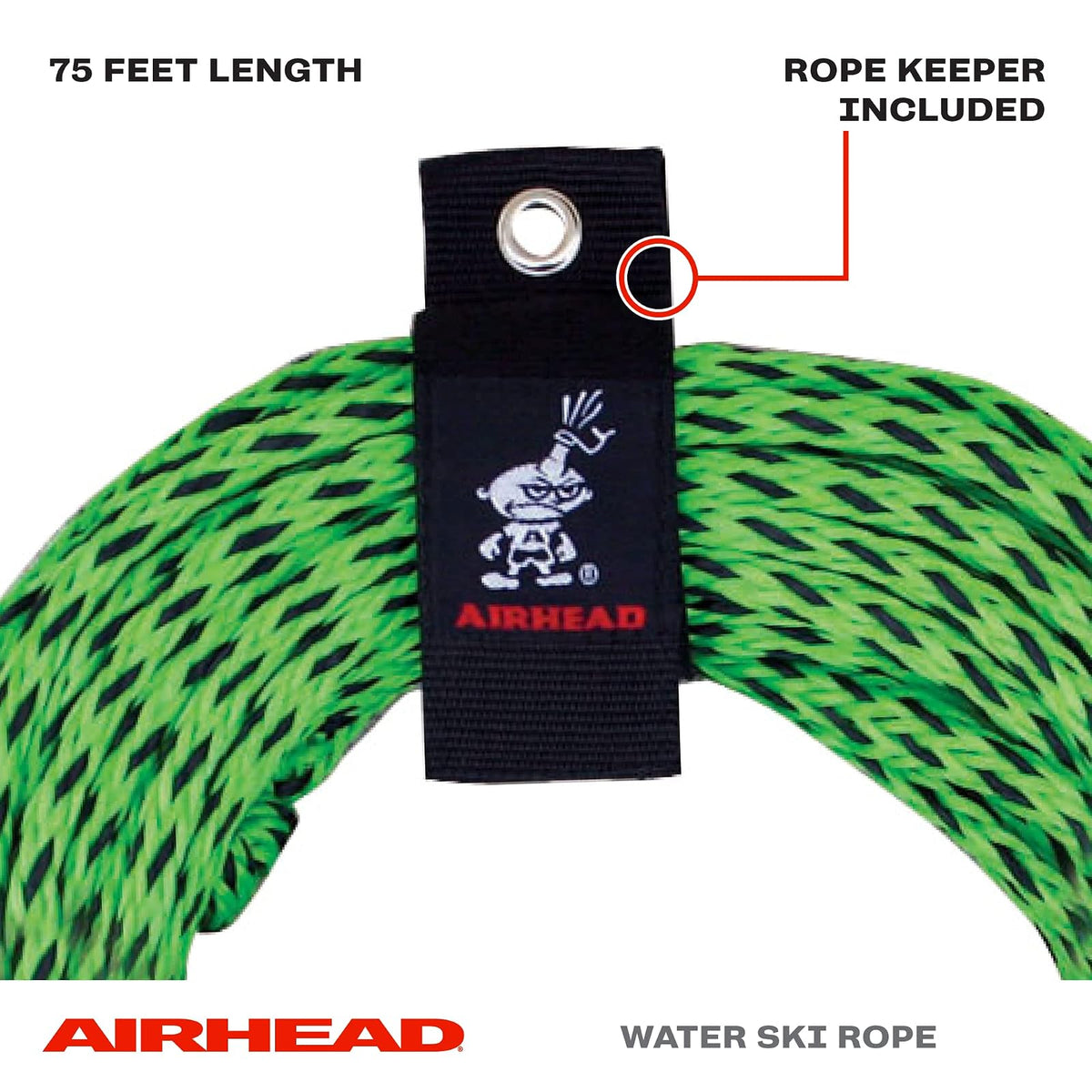 Airhead - Cuerda de esquí acuático con Mango de EVA, 1 sección para Tubos, esquís acuáticos y Tablas de wakesurf, Verde y Negro
