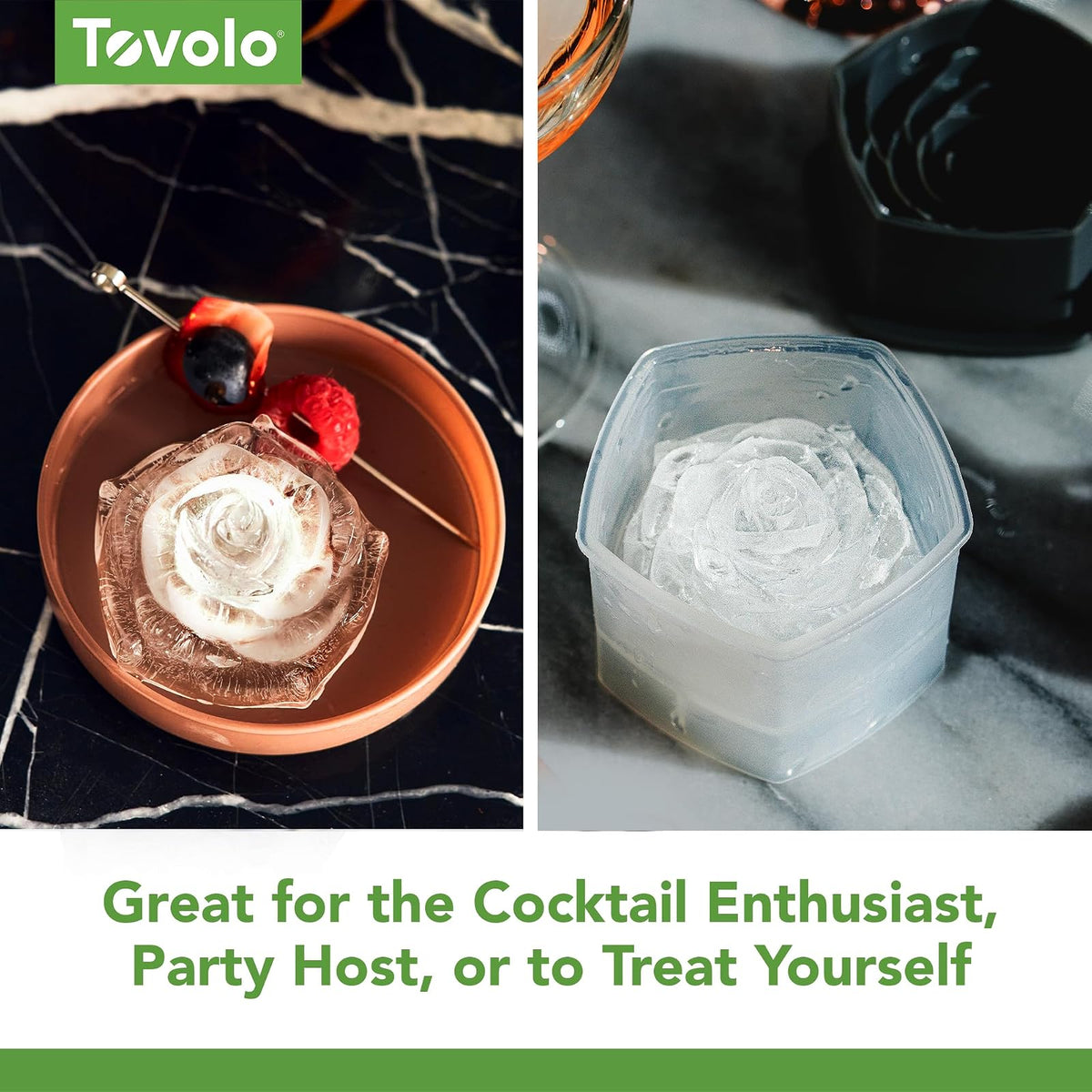 Tovolo 81-34440 - cubeta de hielo apilable con sello de silicona apretado, juego de 2, tamaño único, transparente
