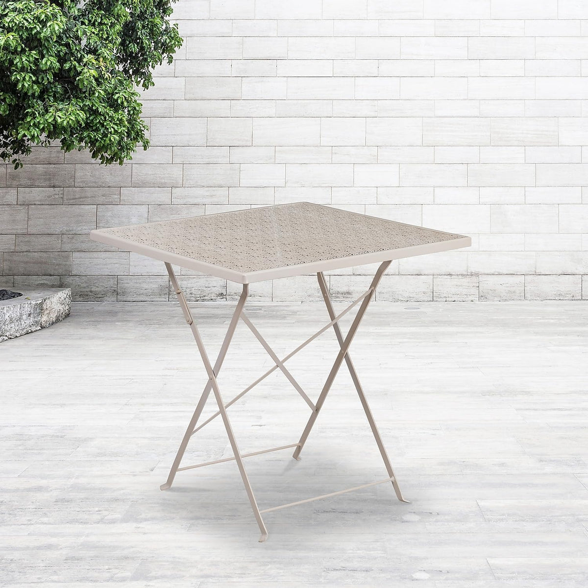 Flash Furniture 28'' Square Light Gray Indoor-Outdoor Steel Folding Patio Table