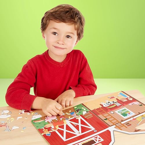 Melissa & Doug En la Granja: Set Autoadhesivos Esponjosos, Libros de Actividades, Juego de Pegatinas Esponjosas Reutilizables, Fondo de Doble Lado, 52 Pegatinas