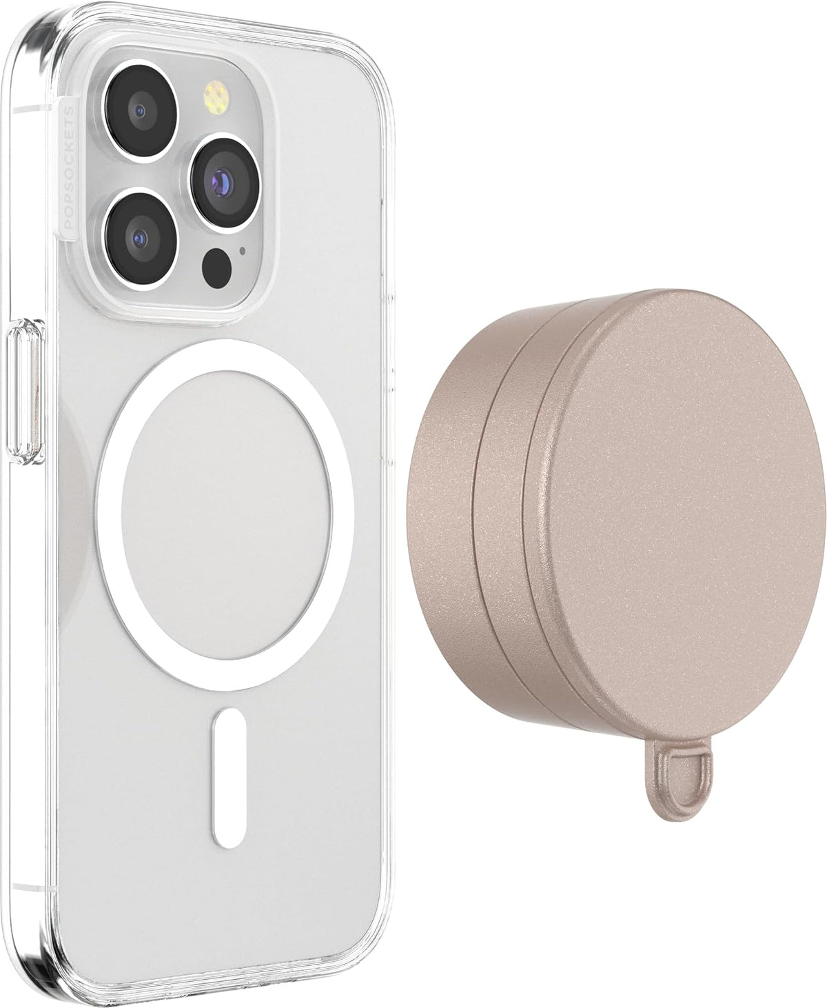 PopSockets Soporte para teléfono con succión multisuperficie, Montaje en Superficie Desmontable, Soporte para teléfono Compatible con MagSafe® - Latte