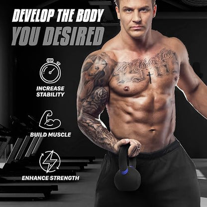Yes4All Pesas Rusas para Ejercicio de Hierro Fundido con Revestimiento en Polvo, 4-32 kg o 9-71 lb Pesa Rusa, 4 6 8 10 12 14 16 20 24 32 Kgs Kettlebell en casa y Entrenamiento de Fuerza