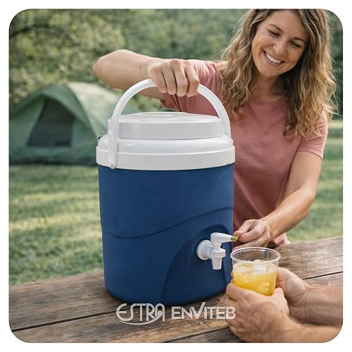 Estra Termo Térmico 8 Litros con Grifo Dispensador Antigoteo | Jarra para Agua, Café, Té y Jugos, Apto para Bebidas Frías y Calientes | Eventos, Oficina, Obra y Camping | Libre de BPA, Gris