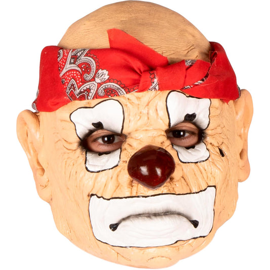Ghoulish Productions Máscara Thug Clown Full Head de Látex – Payaso de Barrio Cholo con Pañuelo Rojo y Expresión Intimidante – Máscara Realista para Halloween, Disfraces y Coleccionistas