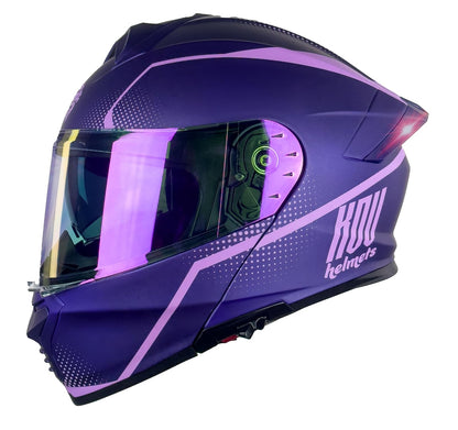 KOV Casco Waves Morado Thunder ABATIBLE para Moto Certificado Dot