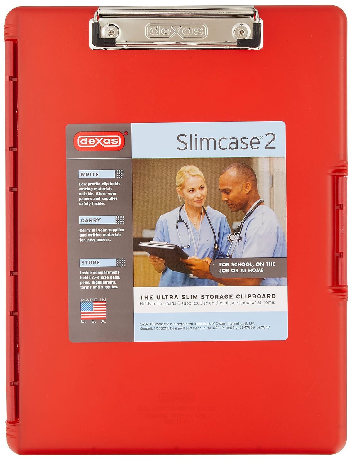 Dexas Slimcase Portapapeles de Almacenamiento con Apertura Lateral - Strawberry