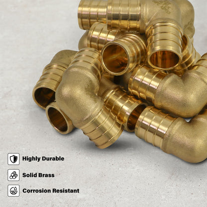 Everflow PXLN0100-NL Lead Free 1-Inch Pex Barb Brass 90-Degree elbow