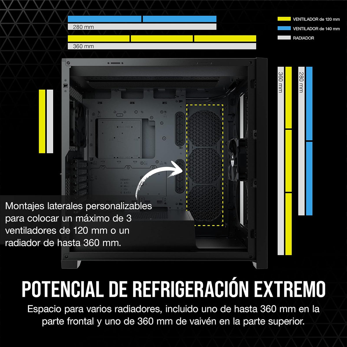 Corsair 5000D Airflow Caja de PC ATX de Torre Media - Negro | Vidrio Templado, 2x Ventiladores de 120 mm Incluidos, Sistema de Gestión de Cables RapidRoute