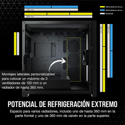 Corsair 5000D Airflow Caja de PC ATX de Torre Media - Negro | Vidrio Templado, 2x Ventiladores de 120 mm Incluidos, Sistema de Gestión de Cables RapidRoute