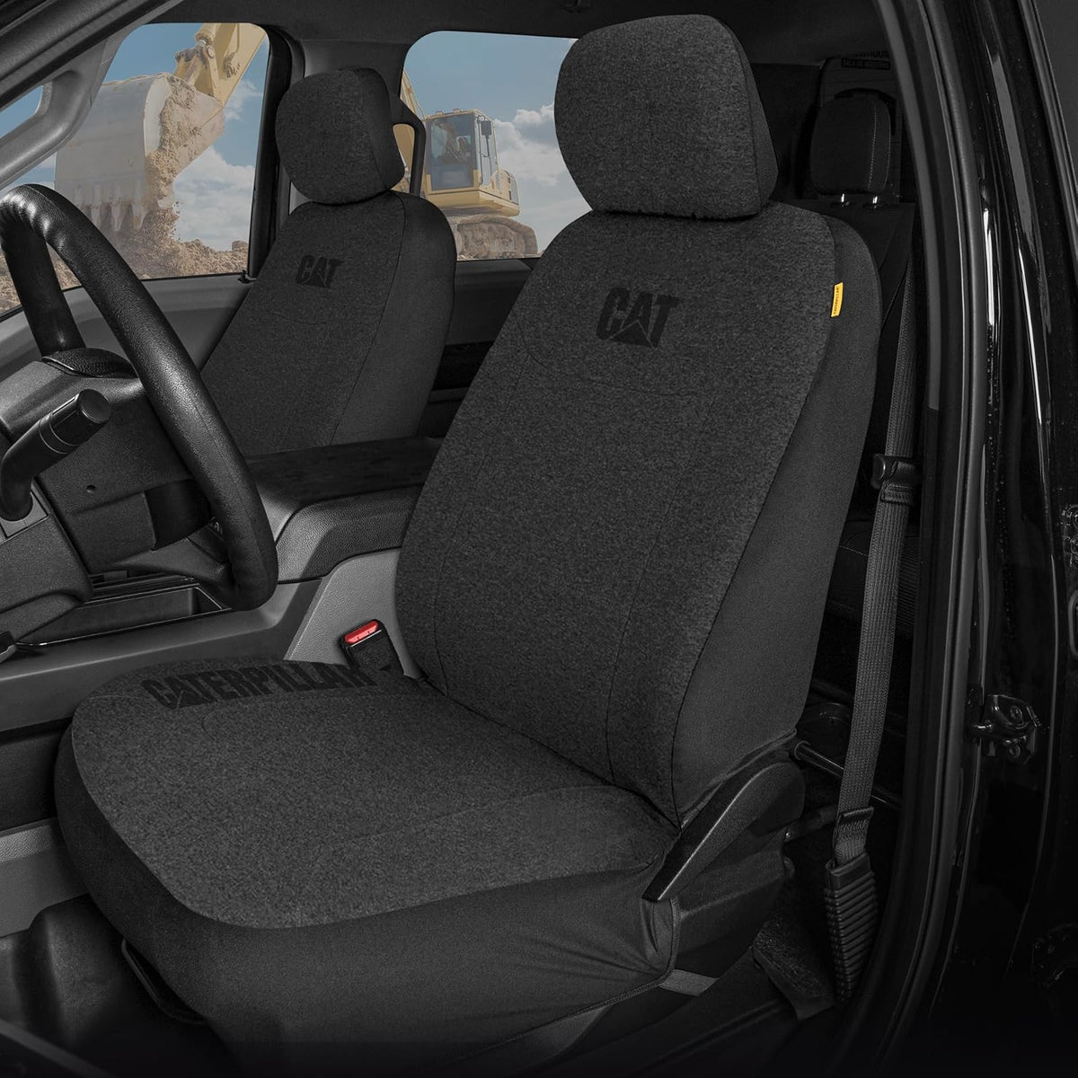 Cat CozyBlend Fundas de Asiento de Jersey, Gris Carbón, Juego Delantero de 2 Piezas CASC2054