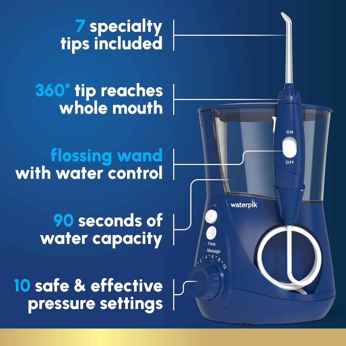 Waterpik Water Flosser Irrigador bucal eléctrico para encimera dental para dientes - Aquarius Professional, WP-663 Azul