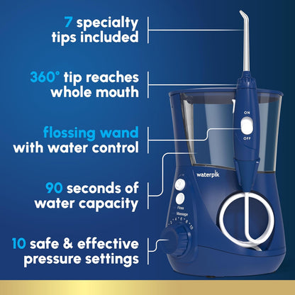 Waterpik Water Flosser Irrigador bucal eléctrico para encimera dental para dientes - Aquarius Professional, WP-663 Azul