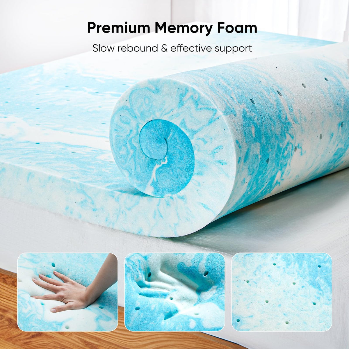 Marsail - Colchón de Espuma viscoelástica Doble de 3 Pulgadas, enfriamiento con infusión de Gel, Suave para sofá Cama, RV, Caravana, Certificado CertiPUR-US