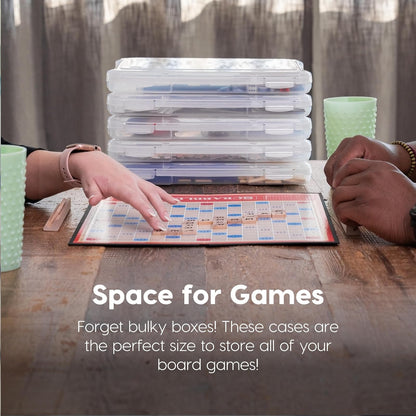 IRIS USA Organizador para Juegos de Mesa, 10 Estuches Delgados, Claro | Compatible con papel 8.5"x11" y A4, asas integradas, tapas de cierre seguro, ideal para rompecabezas y manualidades