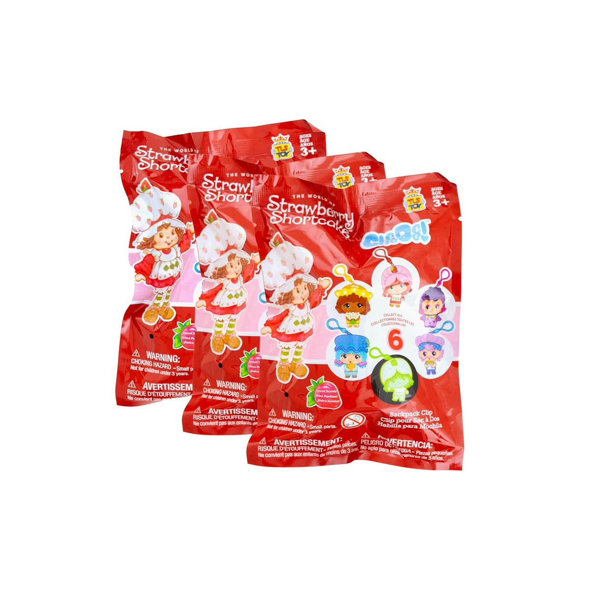 The Loyal Subjects - Llavero con diseño de Pastel de Fresa con Aroma Dulce de 2.5 Pulgadas, Paquete de 3 Unidades – Recibe 3 Bolsas para ciegas misteriosas Cheebee Llavero/Mochila/Cifras de Clip