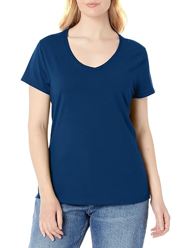 Hanes Playera de Manga Corta con Cuello en V. Camiseta para Mujer