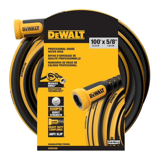 DEWALT Manguera de jardín de grado profesional resistente, 100 pies x 5/8 pulgadas
