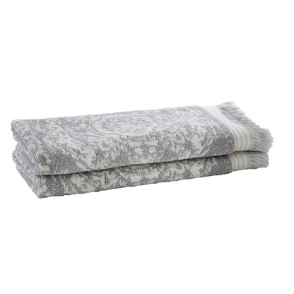 SKL Home by Saturday Knight Ltd. Toalla de Mano Carrick Medallion 100% algodón Turco (Paquete de 2), Gris