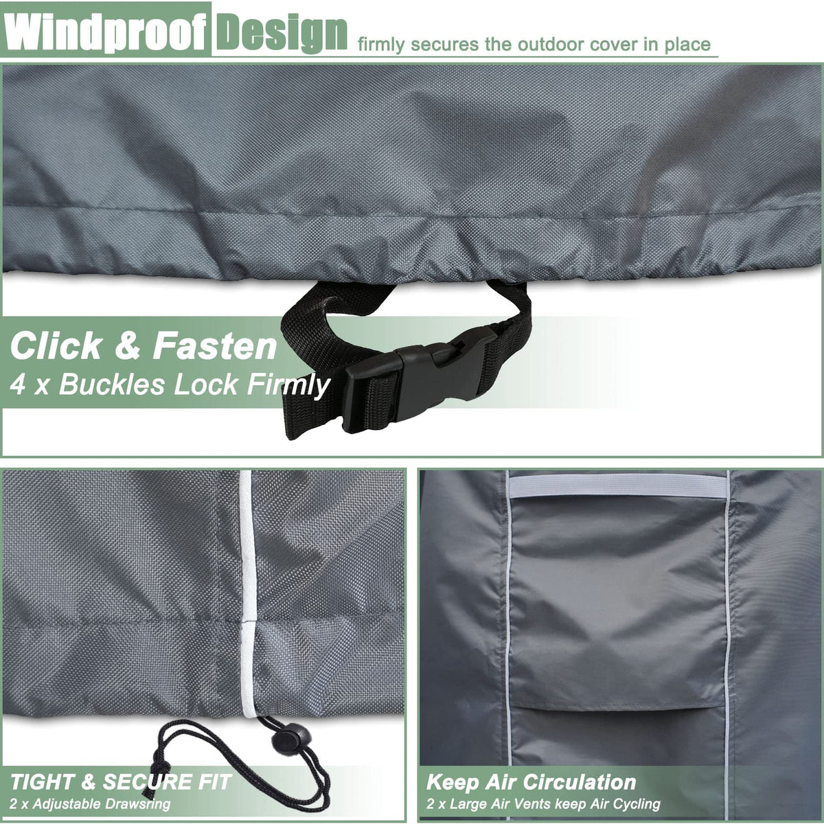 Fundas redondas para muebles de patio, 62 pulgadas de profundidad x 73,6 cm de alto