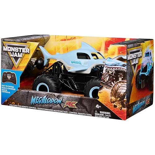 Monster Jam, Monster Truck oficial de Megalodon con control remoto, escala 1:24, 2.4 GHz, para mayores de 4 años