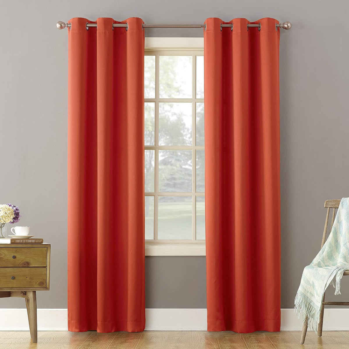 Sun Zero Becca Panel de Cortina Blackout - 101.6An x 213.4Al cm (1 Paneles) - Tangerine