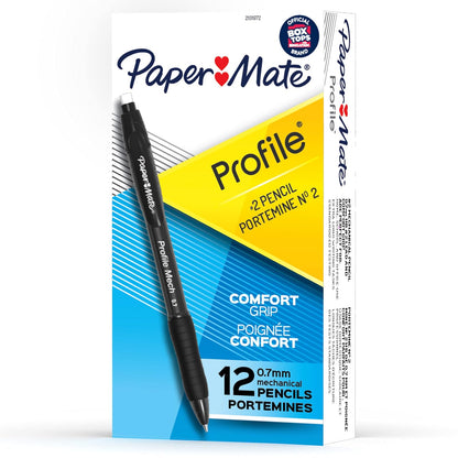 Paper Mate Profile Mech® Juego de lápices mecánicos de 0,7 mm #2, ideal para el hogar, la escuela, la oficina (12 unidades)
