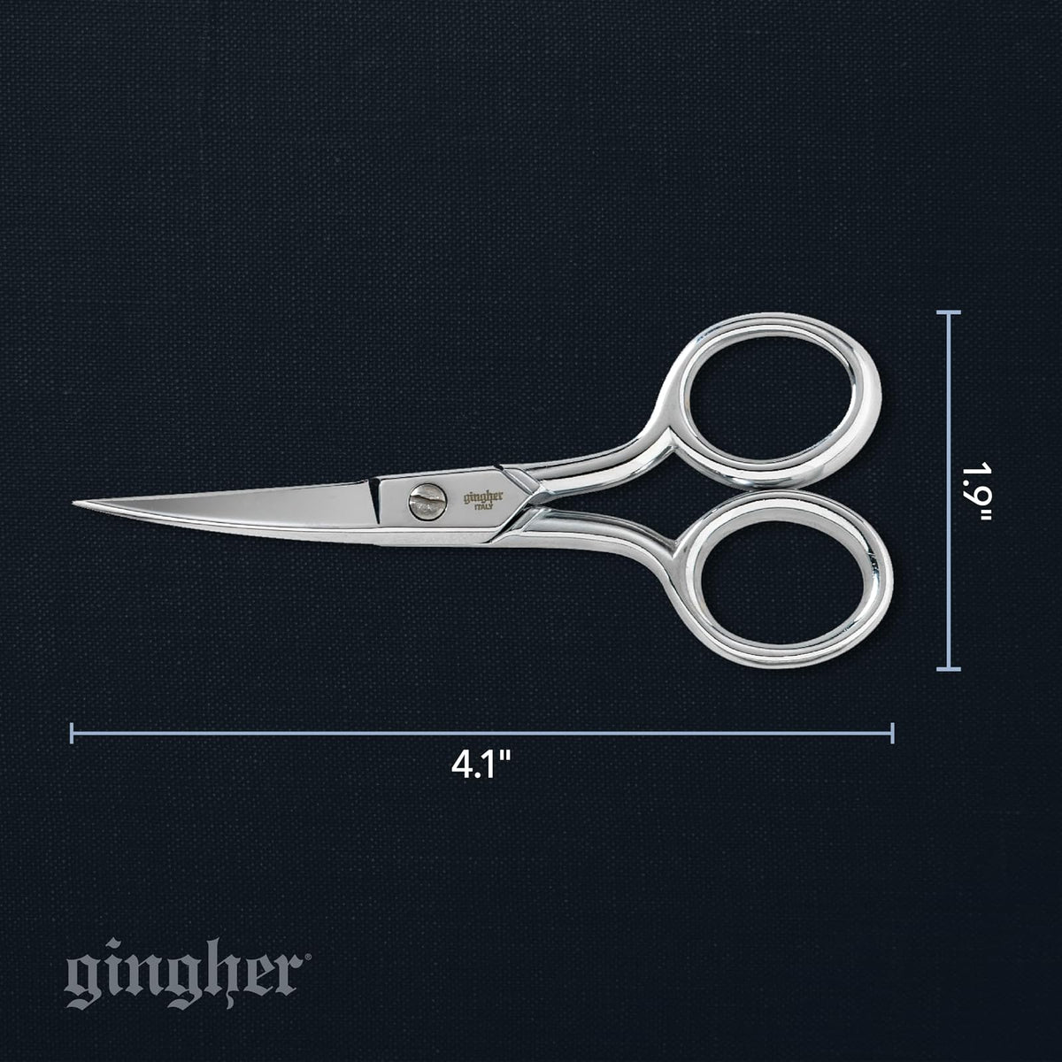 Gingher 4 Inch Curved Embroidery Scissors (01-005273) | Cortes precisos a través de costura y tela, tijeras de acero forjado afiladas, diseño ambidiestro, funda de piel