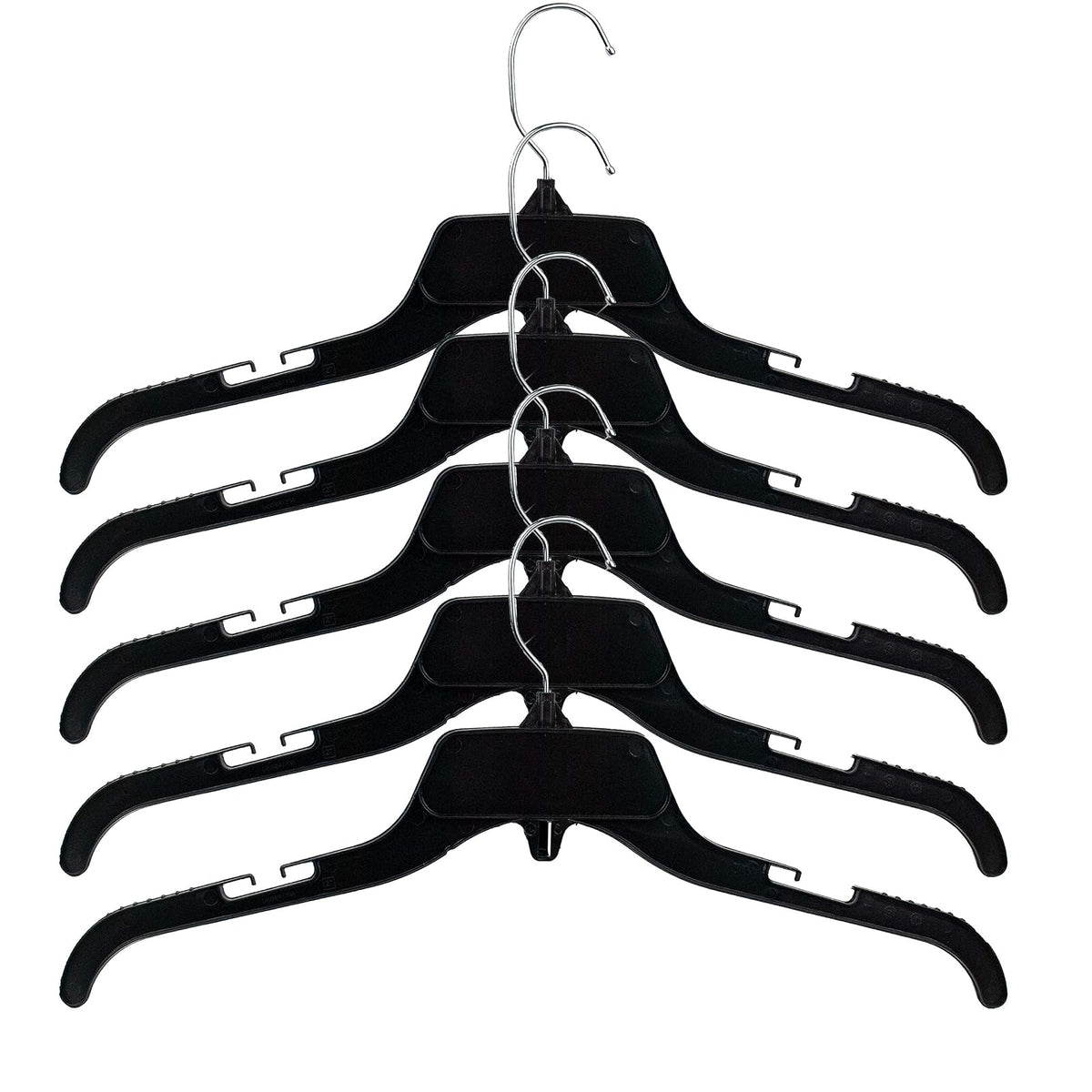 HangOn Recycled Plastic with Notches Shirt Hangers 17 Inch Black 25 Pack