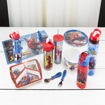 Zak Designs Marvel Comics - Recipiente de sándwich reutilizable, diseño de Spider-Man, Botella de agua, Hombre araña, 16 onzas, 1