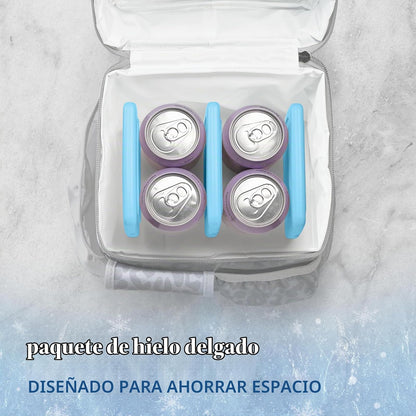 Cool Coolers by Fit & Fresh - Paquetes de hielo delgados, congelación rápida reutilizables para loncheras y enfriadores, paquetes de hielo de larga duración, ahorro de espacio, azul, paquete de 4