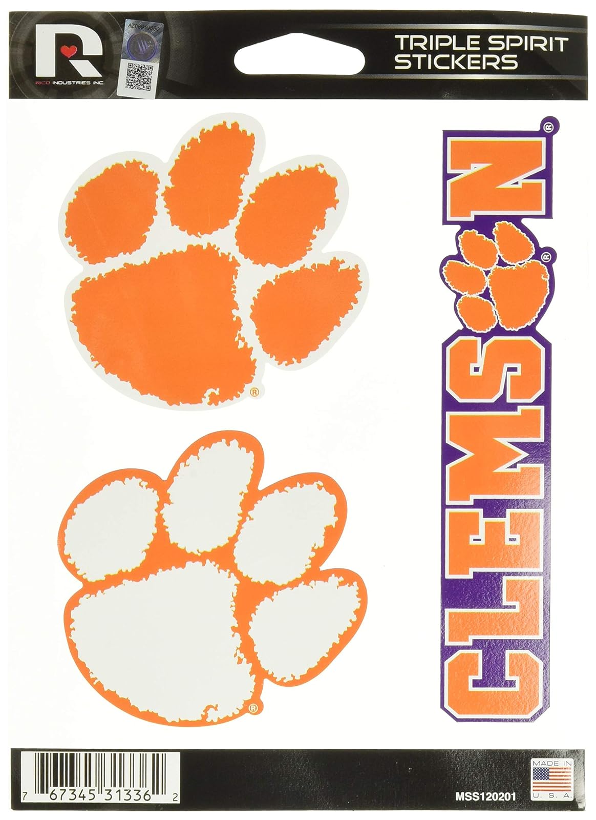 Rico NCAA Triple Spirit Stickersncaa Pegatinas de Triple espiritu, Rojo, Blanco, Negro, 3 Pegatinas de Equipo