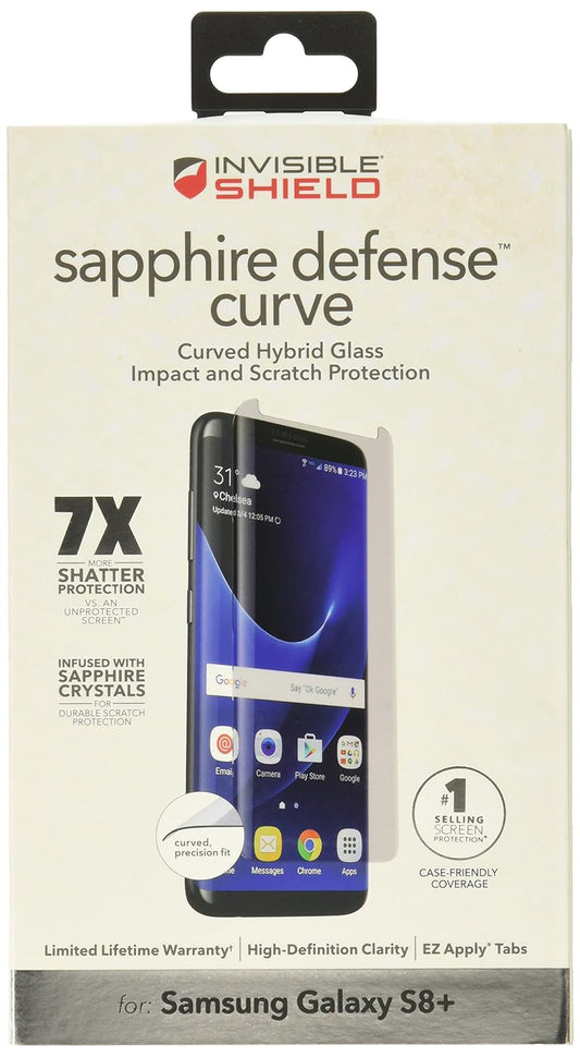 ZAGG InvisibleShield Sapphire Defense Hybrid Glass Protector de pantalla para Samsung Galaxy S8 Plus (G8ESDC-F00)